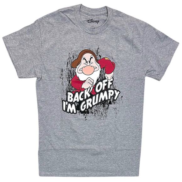 Disney Snow White and Seven Dwarfs Men's T-Shirt Back Off I'm Grumpy Grey Tee - Picture 1 of 1